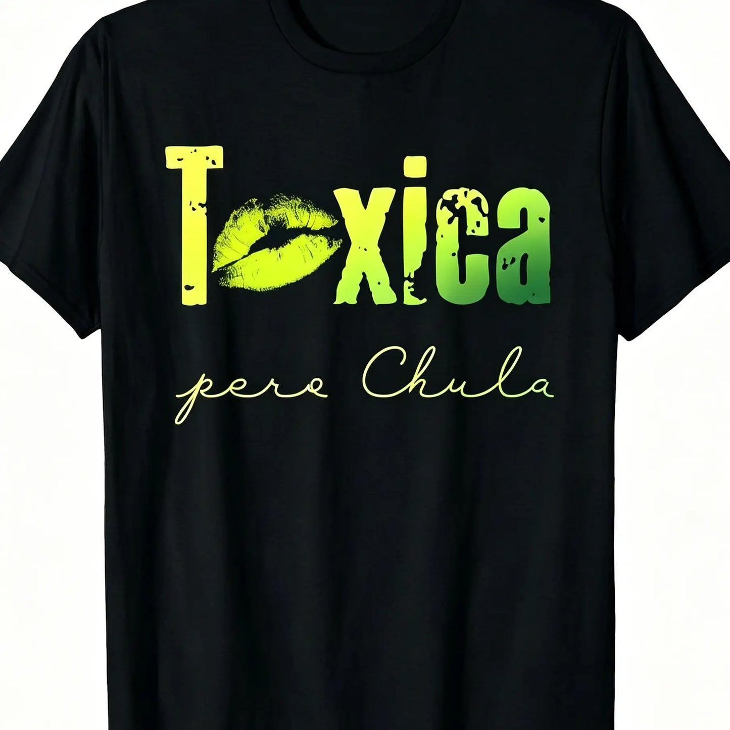 Toxica Pero Chula Graphic Tee - Funny Spanish Quote T-Shirt for Feisty Latinas, Casual Loose Fit Crew Neck Short Sleeve Top, 100%25 Comfort Material, Black with White Lettering Cotton Fabric Soft Summer Y2K Streetwear Crewneck Tshirt