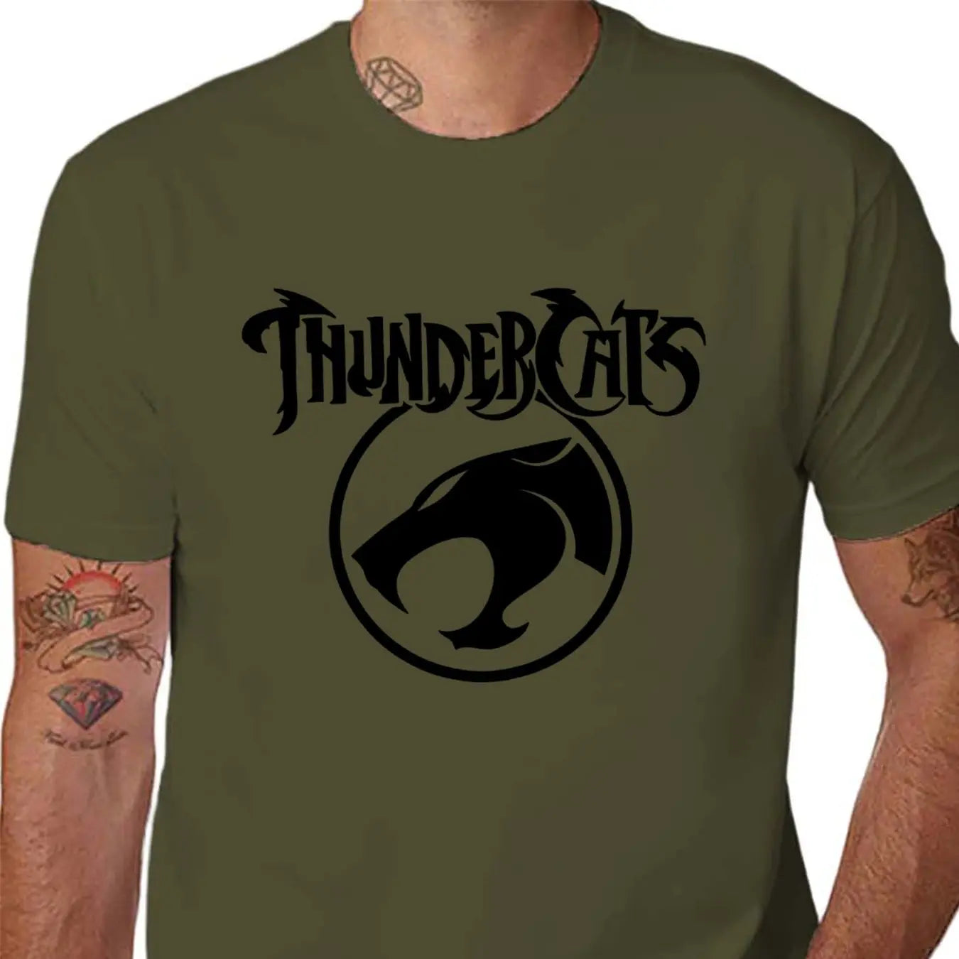 Men'S Black "ThunderCats" Graphic T-Shirt - Casual Streetwear with Roaring Cat Design, Crew Neck, Short Sleeve, Regular Fit, Perfect for Daily Wear, Casual Streetwear|Bold Graphic Tee|Stretchy Fabric
