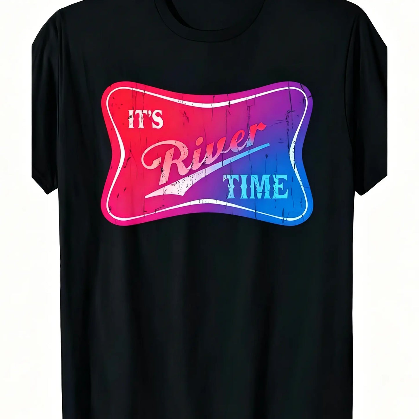 Its River Time T-Shirt River Life Summer Tee Lake Boating Shirt for WomenUnisex for Daily Wear 2025 Summer Trendy Streetwear Fashion Top Quality Comfortable Casual Printed T-shirt Pure Cotton Black Oversized Graphic Tshirt