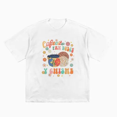Menswear Cotton Graphic Round Neck Short-Sleeve T-Shirt - Casual Streetwear with Cafecito Pan Dulce Y Chisme Mexican Latina Concha Groovy Design, Ideal Gift for Sports & Outdoor Activities, Shortsleeve