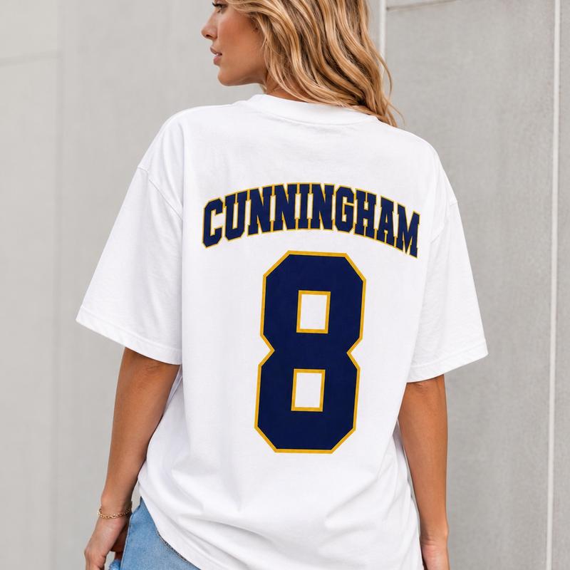 Men's Sophie Cunningham #8 Double-Sided Oversized Cotton Knit Graphic Print Crew Neck Loose-Fit Medium Length Tee - Casual Basketball Fan Top, Game Day Streetwear, Machine Washable New Year Unisex Menswear