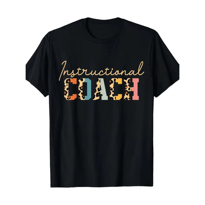 Men'S & Women'S 180gsm Heavyweight 100%25 Coach Appreciation T-Shirt - Elegant Crew Neck Short Sleeve with Leopard Print Lettering & Geometric Pattern, Soft Casual Unisex Shirt for Instructors, Coaches, Teachers - All-Season Crewneck Menswear Tshirt