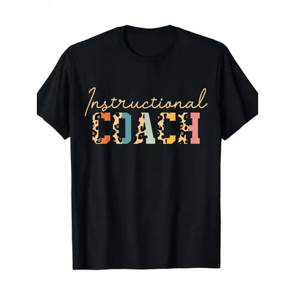 Men'S & Women'S 180gsm Heavyweight 100%25 Coach Appreciation T-Shirt - Elegant Crew Neck Short Sleeve with Leopard Print Lettering & Geometric Pattern, Soft Casual Unisex Shirt for Instructors, Coaches, Teachers - All-Season Crewneck Menswear Tshirt
