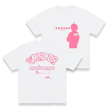 Pink Sonder Rap Shirt Casual Crewneck Streetwear Made In USA For Women For Men [180G 100%25 cotton, lightweight and breathable, soft and comfortable] graphic tee