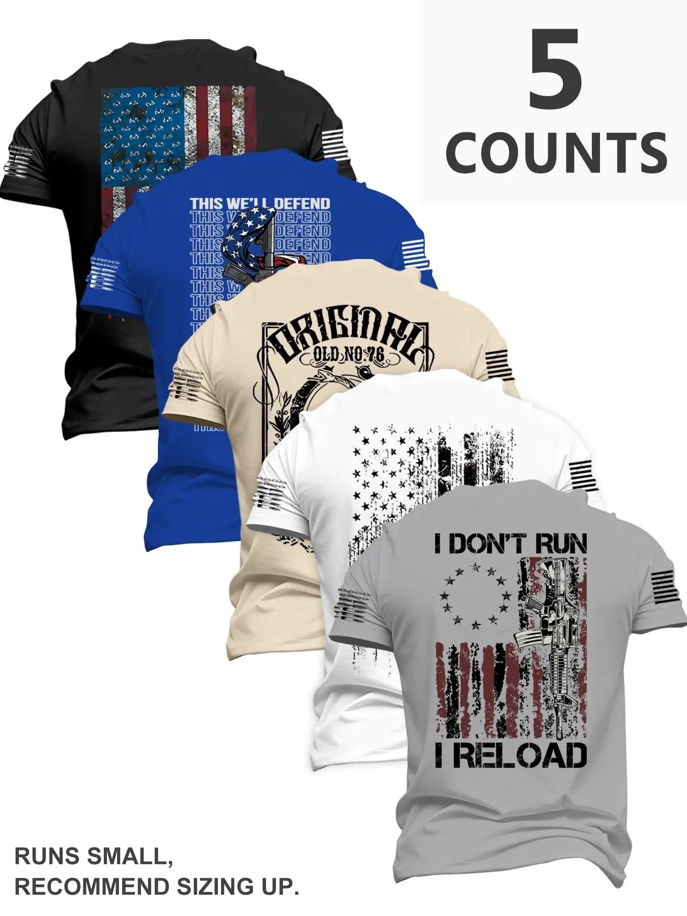 Men's Fashion Round Neck Casual Short Sleeve T-Shirt, Summer Comfortable Flag Print Outdoor Tee, Ideal for Daily Wear
