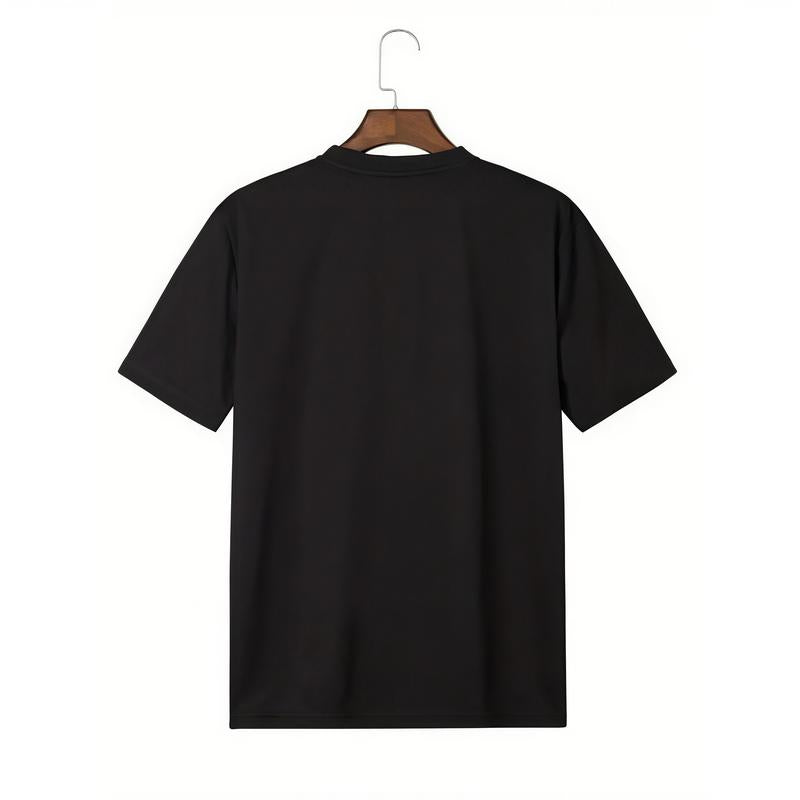 Men's Round Neck Short-Sleeve Athletic T-Shirt - Geometric Vibrant Unique Pattern, Soft Breathable Casual Fabric, Workout Ready Sporty Sports Tops, Everyday Active Short Sleeve Tops, Cold Wash, Versatile for Gym & Summer Beach