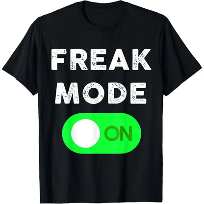 FREAK MODE ON - Funny Power Button Freaky Viral Slang Meme T-Shirt Summer Gift Casual Shirt Men Graphic Cotton Tee Menswear Soft Comfy Crewneck Streetwear Top Breathable Shortsleeve Y2K Hip Hop Bunny Graphic T-Shirt graphic tee funny graphic tee