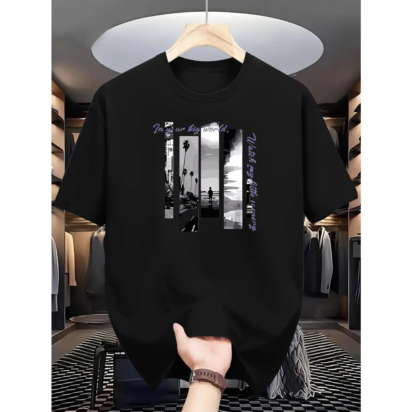 Men's Soft Fabric Round Neck Short-Sleeve T-Shirt - Casual Sports Top for Summer, Breathable Sports & Outdoor Menswear Apparel,summerwins