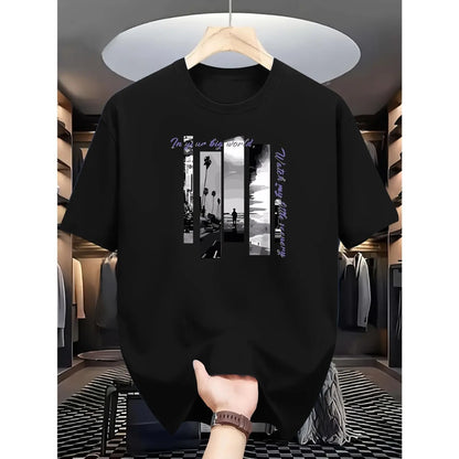 Men's Soft Fabric Round Neck Short-Sleeve T-Shirt - Casual Sports Top for Summer, Breathable Sports & Outdoor Menswear Apparel,summerwins