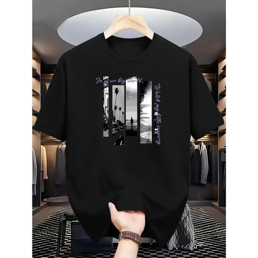 Men's Soft Fabric Round Neck Short-Sleeve T-Shirt - Casual Sports Top for Summer, Breathable Sports & Outdoor Menswear Apparel,summerwins