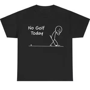 Men's Short-Sleeve Round Neck Graphic T-Shirt - Soft Loose Cotton Shortsleeve Top, Simple Sarcastic "No Golf Today" Print, Casual Sports Weekend Gift Casual T-Shirts