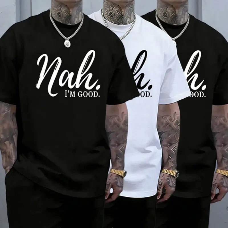 Men’s 100%25 cotton loose street-style T-shirt with a satirical humor graphic print—a trendy urban casual short-sleeve top, a best-selling funny and ironic fashion piece. tiktokshopspringglowup,father'sdaygifts