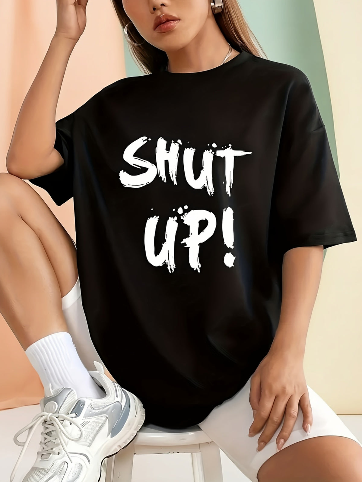 Graphic Print T-shirt, Short Sleeve Crew Neck Casual Top for Summer & Spring, Women's Clothing