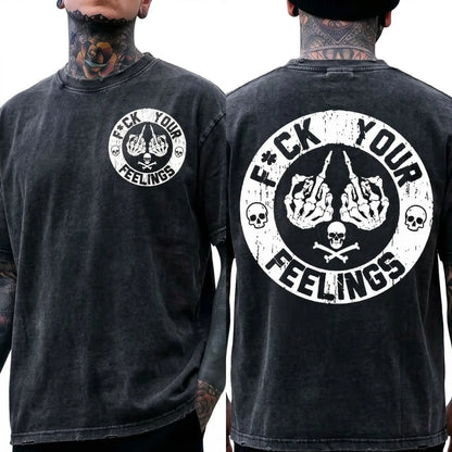 F*ck Your Feelings Skull Tee - Bold Statement Graphic T-shirt| Limited Edition Streetwear Casual Angel graphic tee shirts men
