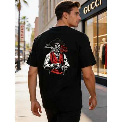 Doc Holliday "Say When" Old West Death Dealers Collection Tombstone Ghost Town Zombie Short-Sleeve Round Neck T-Shirt, Casual Cowboy Shirt, Full Size Sports Top