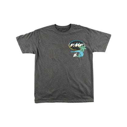 Men's American Street Style T-Shirt, Palm Tree Sunset Us Flag Print, Fmf Exhaust Pipe Design, Casual Summer Fitted Graphic Tee
