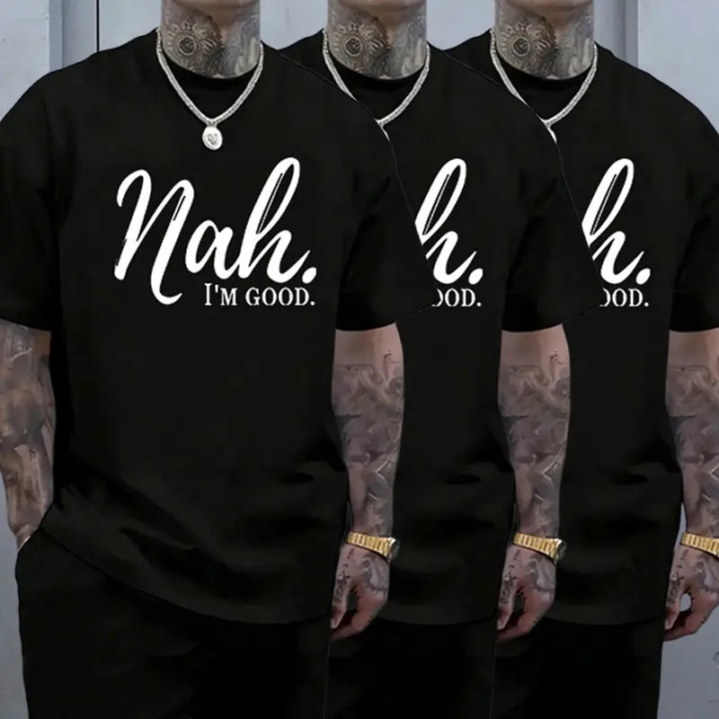 Men’s 100%25 cotton loose street-style T-shirt with a satirical humor graphic print—a trendy urban casual short-sleeve top, a best-selling funny and ironic fashion piece. tiktokshopspringglowup,father'sdaygifts