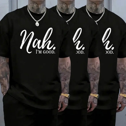 Men’s 100%25 cotton loose street-style T-shirt with a satirical humor graphic print—a trendy urban casual short-sleeve top, a best-selling funny and ironic fashion piece. tiktokshopspringglowup,father'sdaygifts