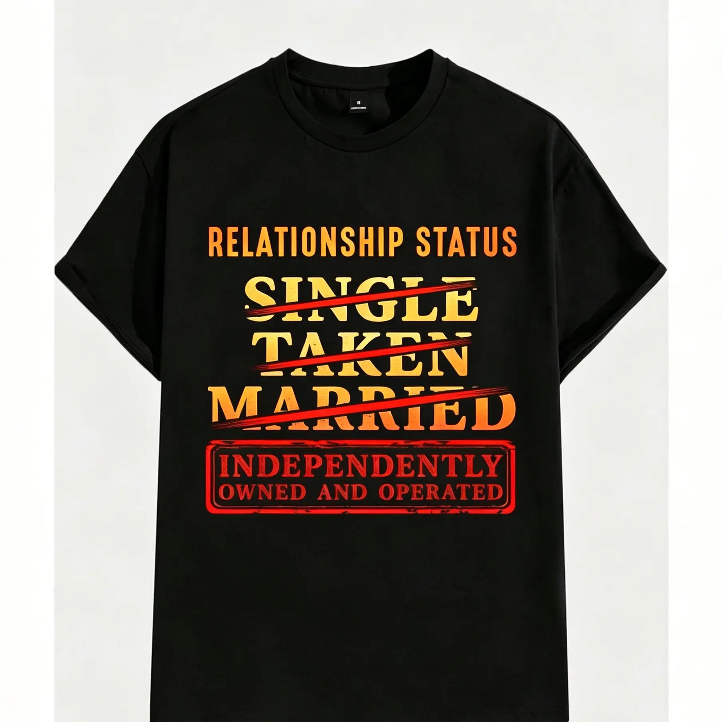 Relationship Status Independently Single Divorced Ex Wife Funny Graphic T-Shirt - Unisex Black Cotton Tee with White & Red Text grandma's favorite t shirt good graphic tees funny graphic tee funny shirt guys gifts trendy t-shirts oversized tshirt  black