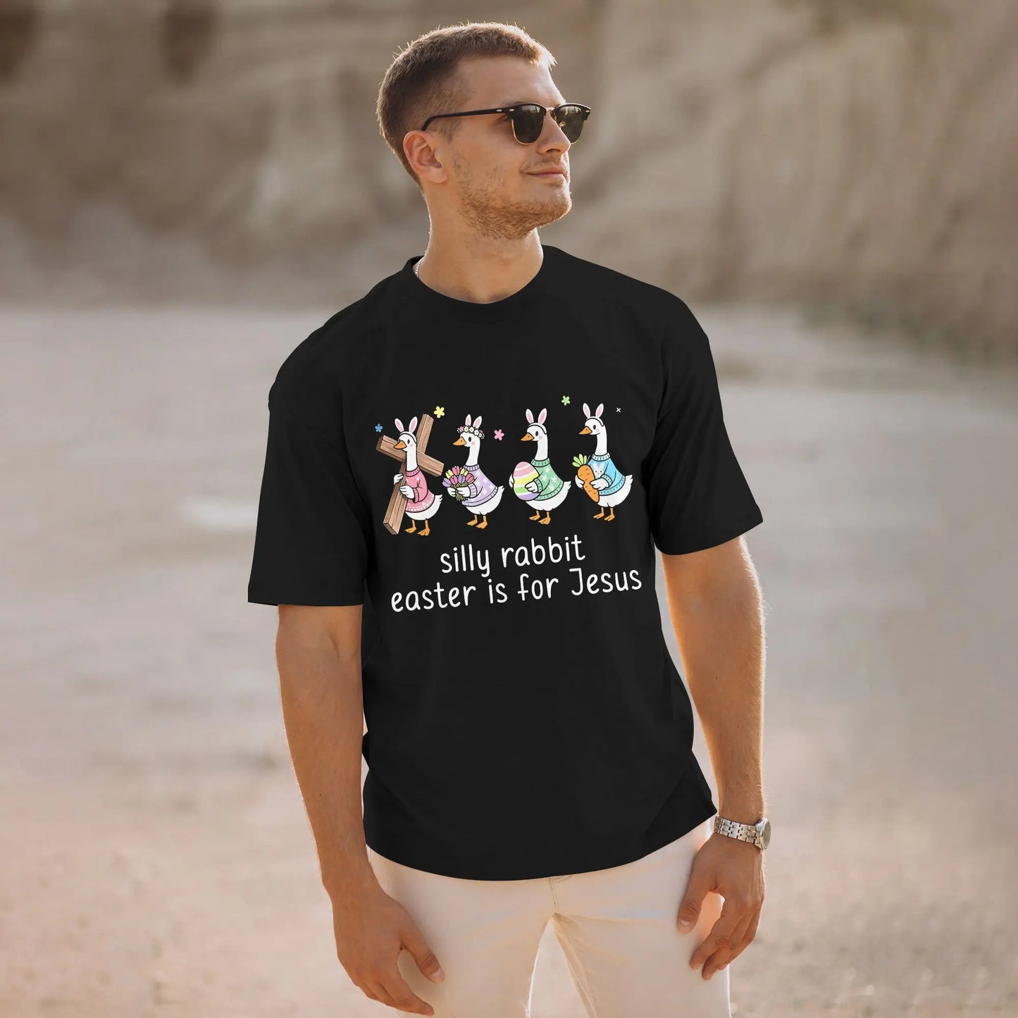 Religious Easter T-Shirt |   Silly Rabbit Ducks Holding Cross & Eggs Gift