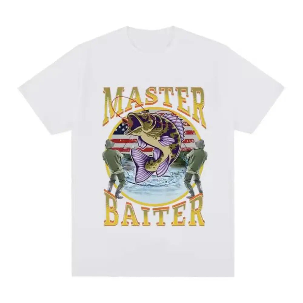 Funny Master Baiter Fishing Parody T-Shirt Summer Men Women Clothing Fashion T Shirts Cotton Short Sleeve Oversized T-shirt Tops, Menswear Tshirt