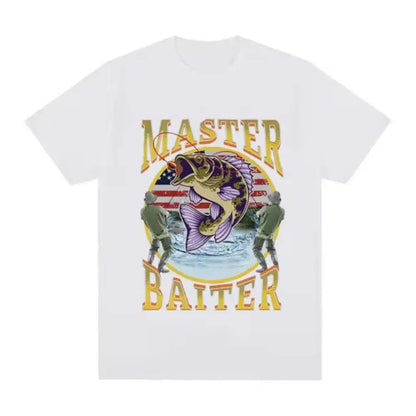 Funny Master Baiter Fishing Parody T-Shirt Summer Men Women Clothing Fashion T Shirts Cotton Short Sleeve Oversized T-shirt Tops, Menswear Tshirt