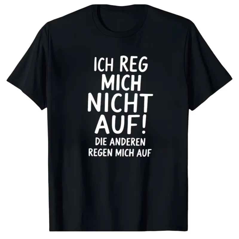 Ich Reg Mich Nicht Auf Die Anderen Regen Mich Auf Letter Print T-shirt, Short Sleeve Crew Neck Casual Top for Summer & Spring, Women's Clothing