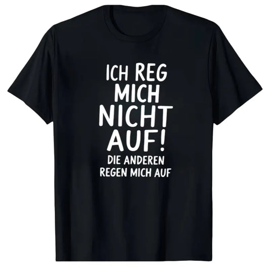 Ich Reg Mich Nicht Auf Die Anderen Regen Mich Auf Letter Print T-shirt, Short Sleeve Crew Neck Casual Top for Summer & Spring, Women's Clothing