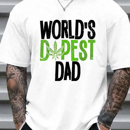 Father's Day  World's Dopest Dad Short Sleeve Cotton Shirt for Weed Enthusiasts.
