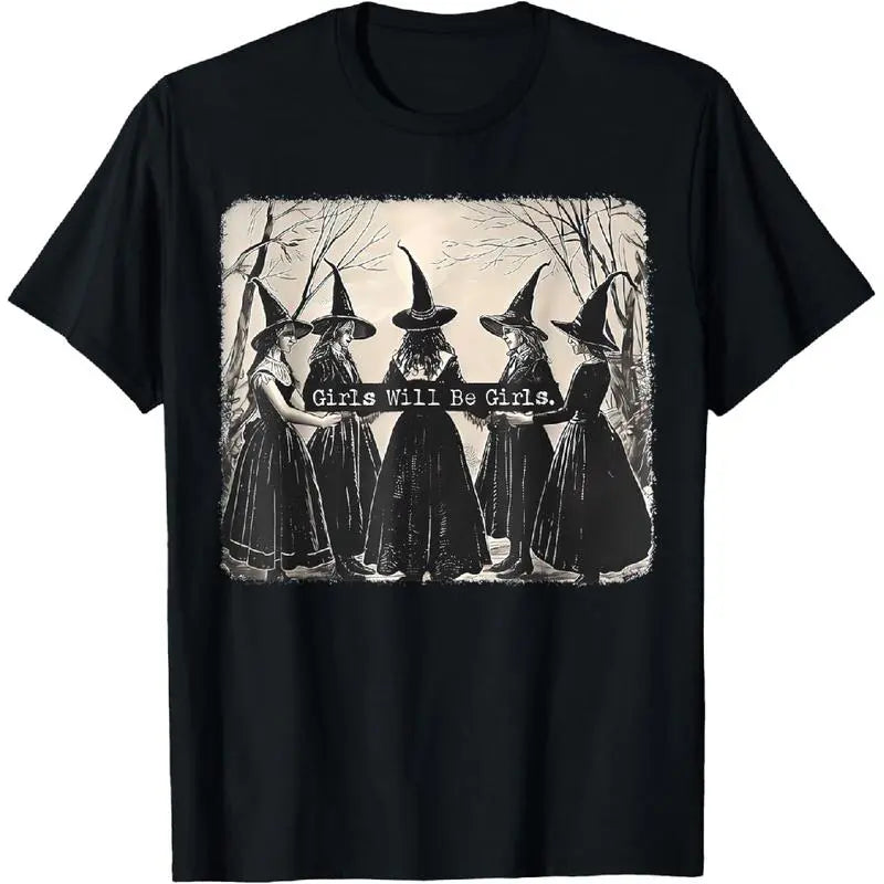Unisex Soft Short-Sleeve Flat Graphics Halloween Witch-Themed Printed T-Shirt, "Naturals" Series Sports Apparel,summerwins