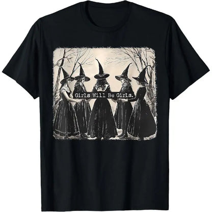 Unisex Soft Short-Sleeve Flat Graphics Halloween Witch-Themed Printed T-Shirt, "Naturals" Series Sports Apparel,summerwins