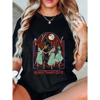 Women's Lady Short-Sleeve Round Neck Dark Humor Girls Night Out Streetwear Casual Sports Top