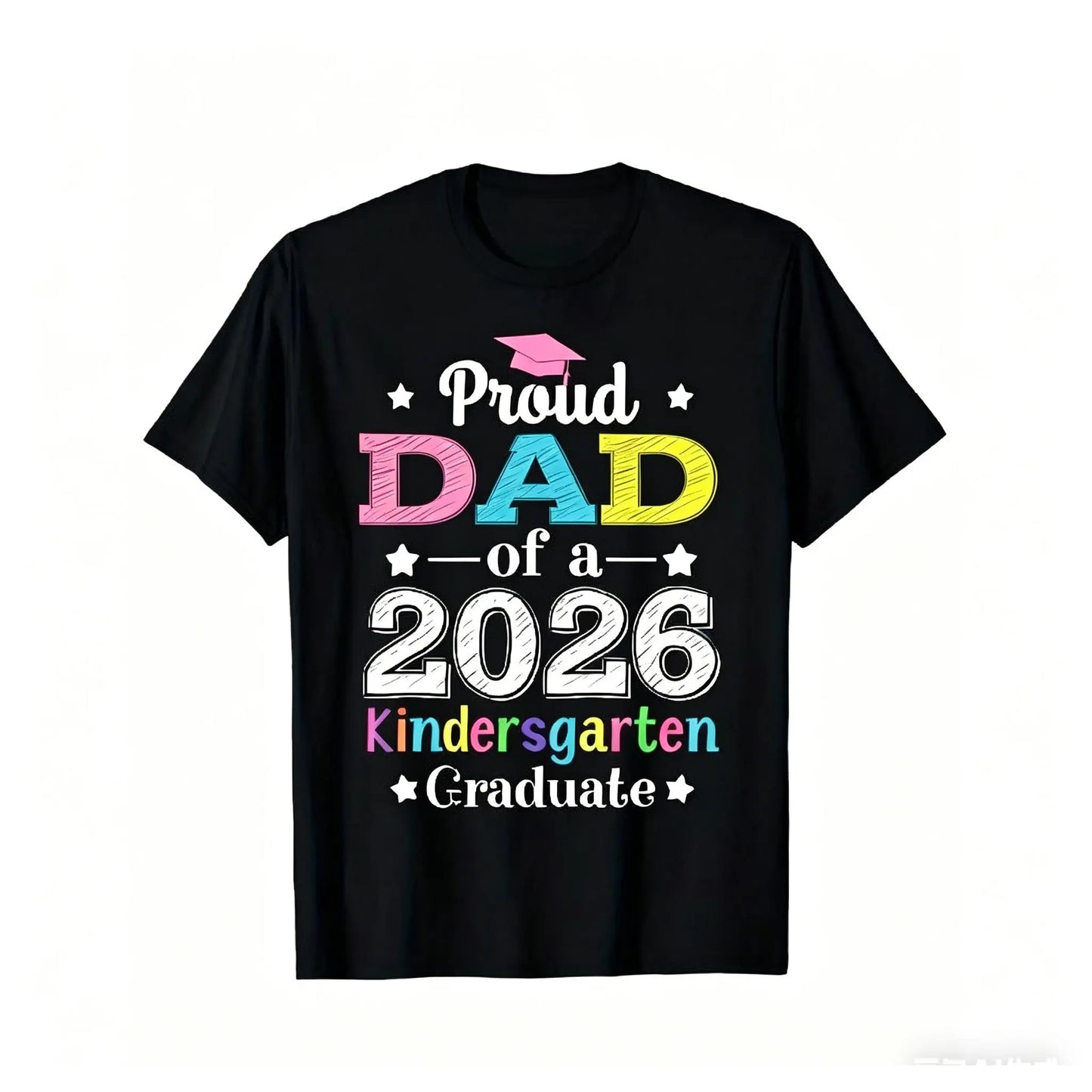 Grad Mom 2026: Proud Mom of a 2026 Kindergarten Graduate T-Shirt - Colorful Diploma Design Same Style for Men and Women 2026 Summer Short-sleeved Printed T-shirt 180G