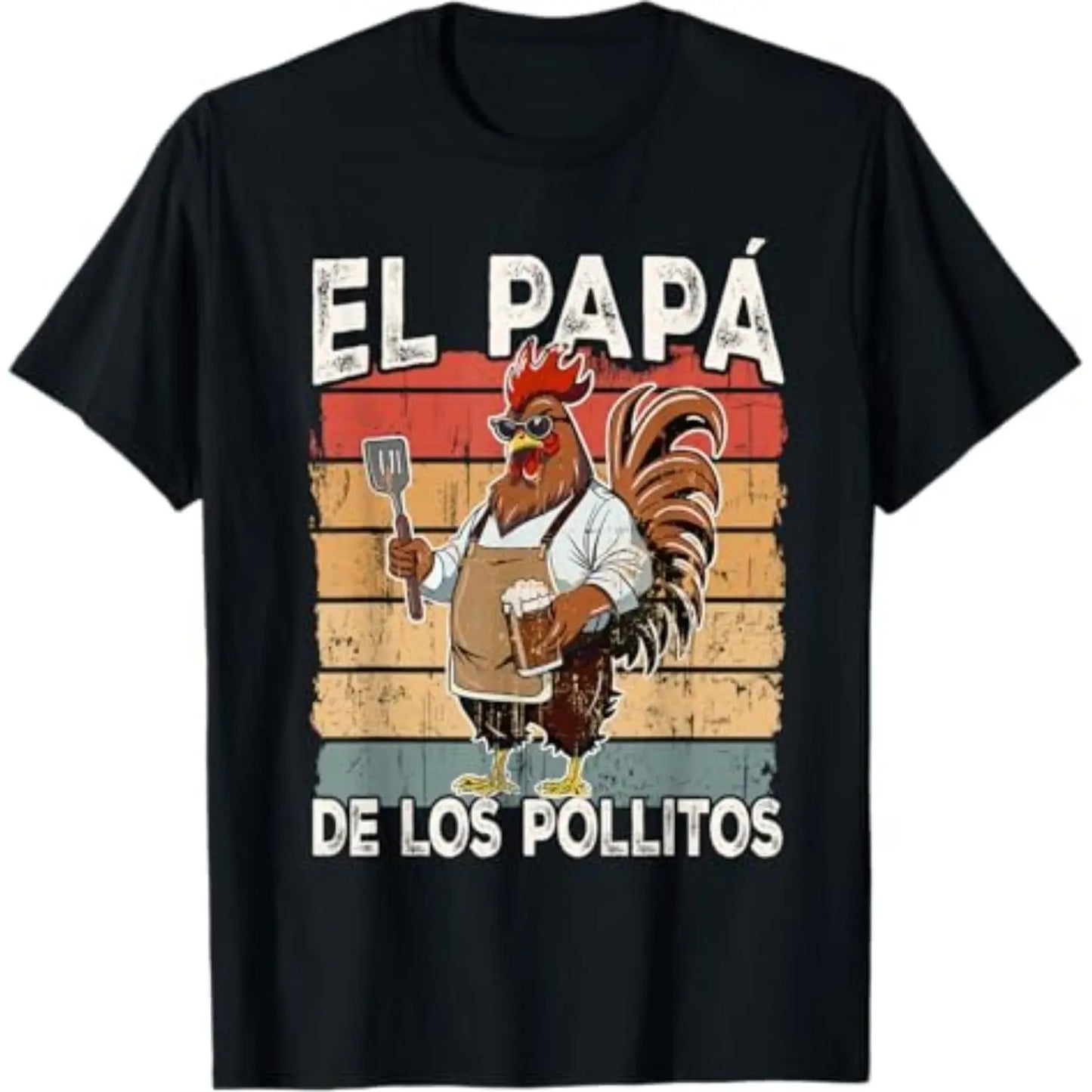 Men's "The Pope of the Chicks" Funny Spanish Father's Day Graphic T-Shirt - Menswear, Shortsleeve, Casual, Round Neck, Fitted Crew Neck, Cool Comfy Sports Top, Tropical Streetwear, for Workouts & Summer