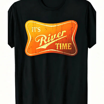 Its River Time T-Shirt River Life Summer Tee Lake Boating Shirt for WomenUnisex for Daily Wear 2025 Summer Trendy Streetwear Fashion Top Quality Comfortable Casual Printed T-shirt Pure Cotton Black Oversized Graphic Tshirt