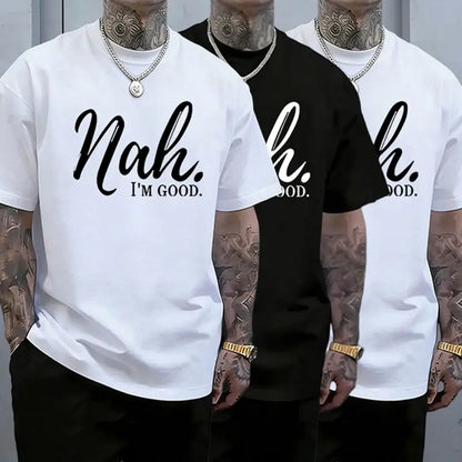 Men’s 100%25 cotton loose street-style T-shirt with a satirical humor graphic print—a trendy urban casual short-sleeve top, a best-selling funny and ironic fashion piece. tiktokshopspringglowup,father'sdaygifts