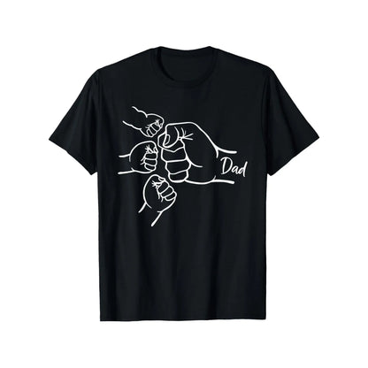 [100%25 Cotton] Dad of Three Fist Bump Tee – 100%25 Cotton, Black Short Sleeve, Ideal for Father's Day  Golf Gift T-Shirt For Men and Women