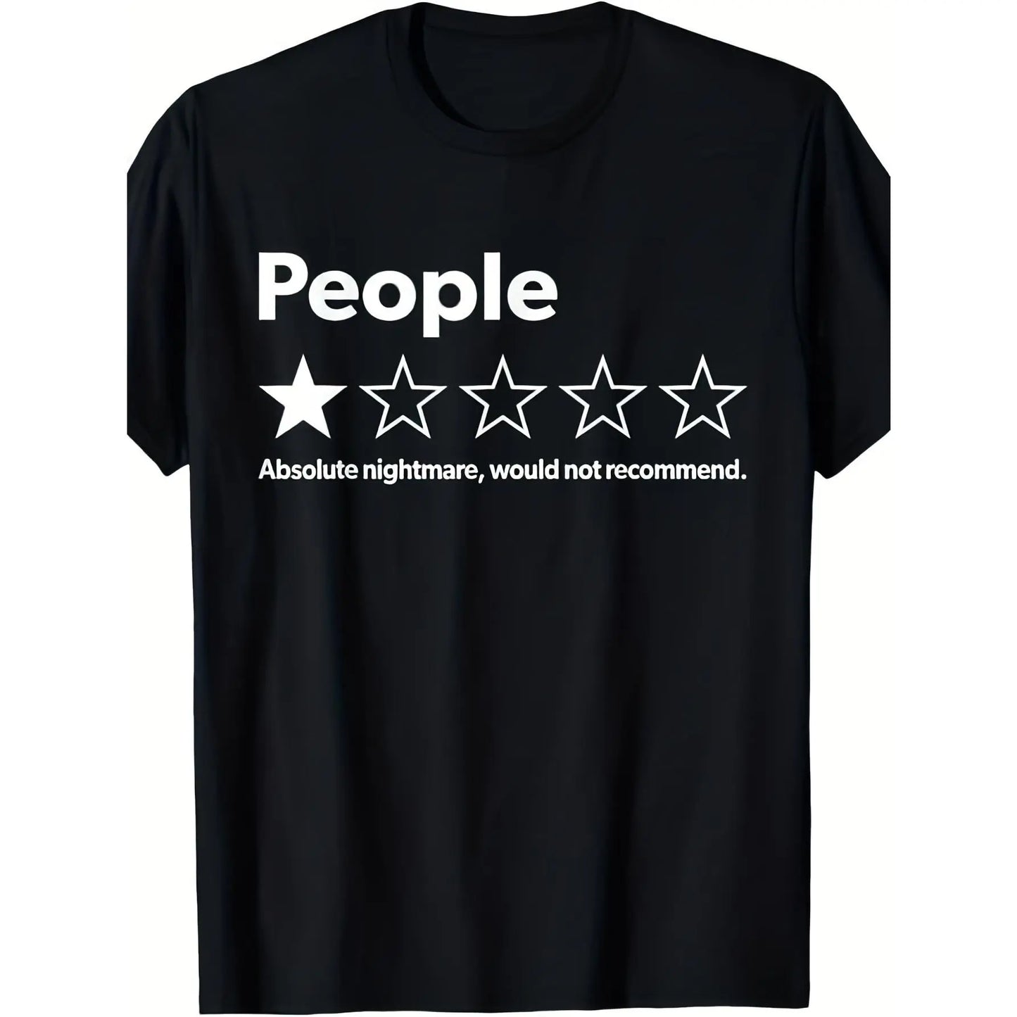 Mens Oversized Short-Sleeve Streetwear Top, 100%25 Cotton Sarcastic Review Graphic Tee - Negative Rating Funny Print, Soft Breathable Fabric, Casual Round Neck Menswear, Funny Gift