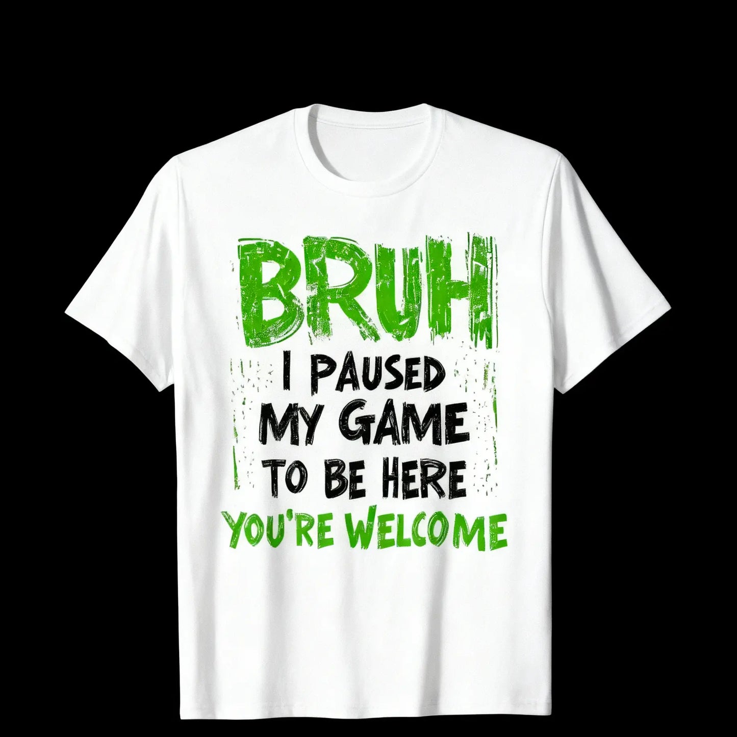Funny Video Gamer Bruh I Paused My Game Teen Boys Gaming T-Shirt, Suitable for unisex personality casual round neck outdoor short-sleeved t-shirt, slightly elastic, 100%25 cotton, S-XXXL y2k  outfits  men time  tee Shortsleeve Black Crewneck Menswear Tops
