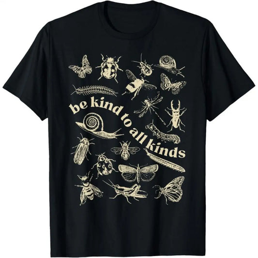 %25 Cotton Vintage Be Kind To All Kinds Bugs Entomology Entomologist T-Shirt men's t shirts graphic design unisex cotton t-shirt