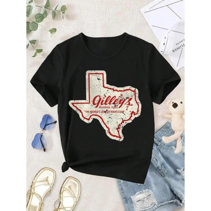 Vintage Gilleys Pasadena Texas Men'S T-Shirt - Retro Western Style   Short Sleeve Crew Neck Black Tops Womenswear Golf Gift T-Shirt For Men And Women