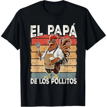 Men's "The Pope of the Chicks" Funny Spanish Father's Day Graphic T-Shirt - Menswear, Shortsleeve, Casual, Round Neck, Fitted Crew Neck, Cool Comfy Sports Top, Tropical Streetwear, for Workouts & Summer