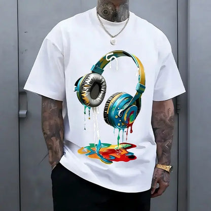 Best-selling men’s “Melt” graphic T-shirt, premium 100%25 cotton casual short sleeve; trendy loose-fit music lover top in premium 100%25 cotton, loose casual streetwear style. tiktokshopspringglowup