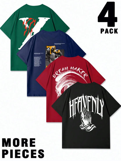 Men's Letter Print Short Sleeve Tee, Regular Fit Casual Crew Neck T-shirt for Daily Wear, Men's Top for All Seasons