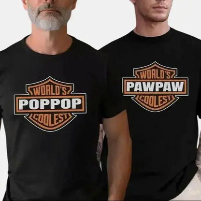 Custom Name World's Coolest Grandpa Shirt, Grandpa Nickname Gift Motorcycle Dad Shirt Father's Day Tee Birthday Gift from Grandkids