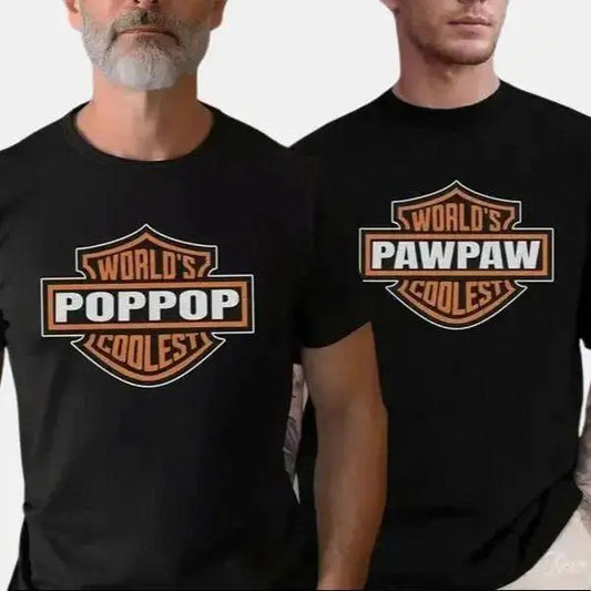 Custom Name World's Coolest Grandpa Shirt, Grandpa Nickname Gift Motorcycle Dad Shirt Father's Day Tee Birthday Gift from Grandkids