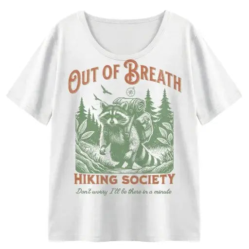 Out Of Breath Hiking Society Shirt Funny Hiker Gift Raccoon Outdoor Tee Vintage Adventure