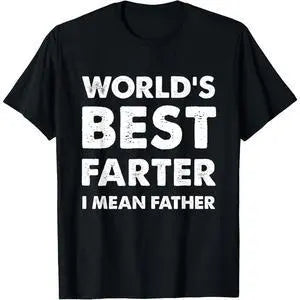[100%25 Cotton] Father's Day Retro World's Best Farter Dad Joke T-Shirt Premium Cotton Apparel,Unisex Crewneck T-shirt for Men And Women