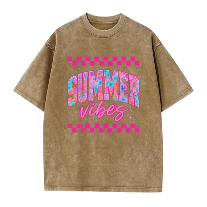 Summer Vibes Shirt, Retro Summer Shirt, Beach Vacation Shirt, Trendy Summer Graphic Tee, Cute Aesthetic Shirt, Casual Daily Wear, Soft Cotton Short Sleeve, Outdoor Leisure Top, Holiday Apparel