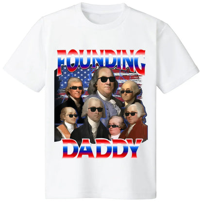 Men's Short-sleeve Round Neck Patriotic T-Shirt, Funny 4th of July Founding Daddy George Washington Design, Unisex Casual Wear for Outdoor Fit